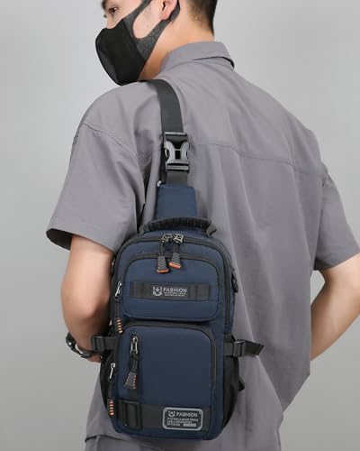 O-TBOST Crossbody Sling Backpack Sling Bag for Men Travel Hiking Chest Bag Daypack (Blue) - color: Blue