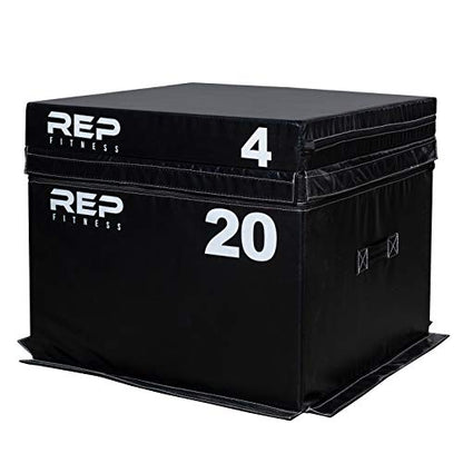 REP Fitness Stackable Soft Foam Plyo Box Set, Adjustable Plyometric Jump Box for Home Gym Workouts, Plyometric Jumping Platform for Exercise, Step Training, HIIT & CrossFit - style: 4" and 20"
