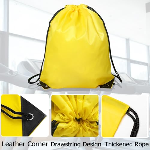 Drawstring Backpack 12PCS Bulk String Backpack Drawstring Bags Sport Gym Cinch Bag Nylon String Bag for Women Men (Yellow 12PCS) - color: Yellow 12pcs