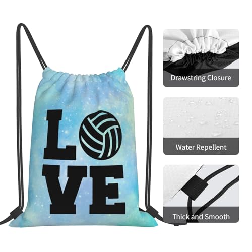 Love Volleyball Unisex Drawstring Backpack Bag Sport Gym Travel Swim Sackpack - color: Love Volleyball2