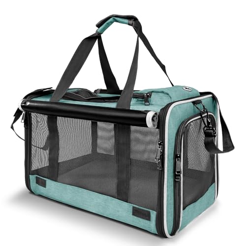 GAPZER Small Dog Carrier for Puppy Yorkshire Softshell Car Transport Chihuahua Carry Cage 18-inch Collapsible Doggie Vet Visit Crate Easy Load Roomy Pet Carrier Bag Kennel Dog Essentials Teal - color: Turquoise