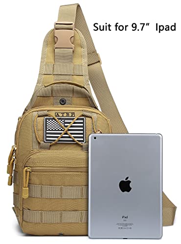 Small Tactical Holster Sling Backpack Accessories Shoulder Pouch Water Bottle & Radio Holder Crossbody Bag for Men - color: Army Green