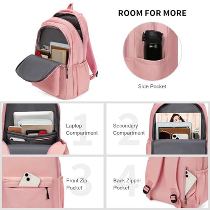 GAEKEAO Everyday Backpack for Women Men, Lightweight Casual Bookbag Travel Backpack for Work College Commute Pink - color: C04 Pink