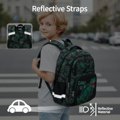 abshoo Cute Dinosaur School Backpack For Boys Elementary Kindergarten Kids School Bag (Dinosaur Black B) - color: Dinosaur Black B