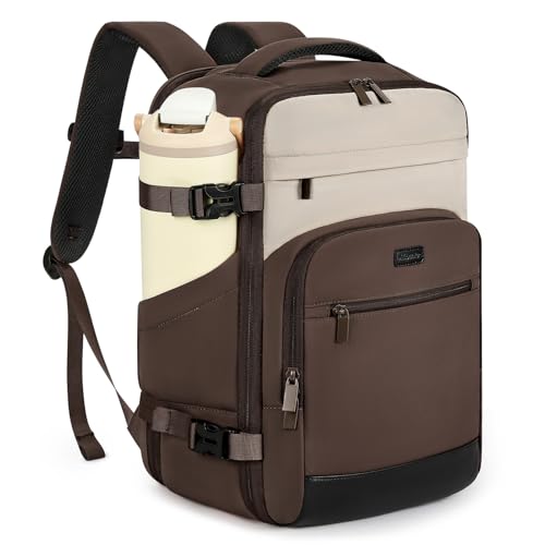 mibasies 30L Travel Backpack for Women & Men: Flight Approved Carry On Backpack, TSA Personal Item Bag with Water Bottle Pocket, Weekender Essentials Backpacks fits 15.6" Laptop - Black Coffee - color: Black Coffee, size: Large