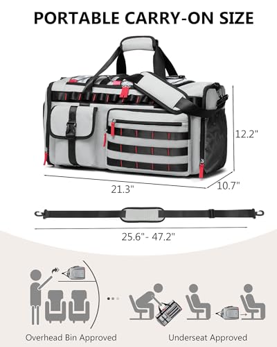 MCBD Gym Bags for Men & Women, 45L Travel Duffle Sports Backpack with Shoes & Laptop Compartment, Large Workout Carry On Bag Weekender Overnight Tote, Grey - color: Grey