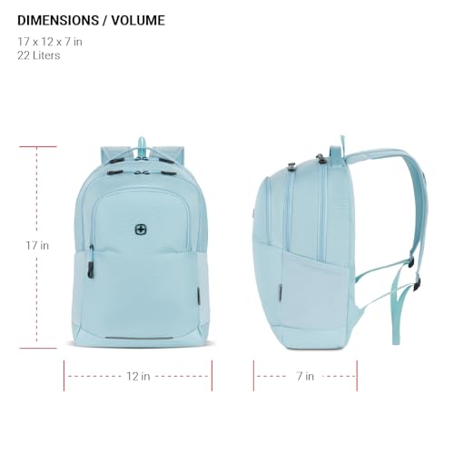 SwissGear Orientation Laptop Backpack, Light Blue, 17"x12"x7" - color: Light Blue, style: Orientation