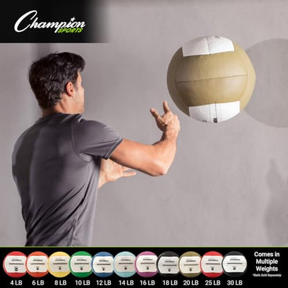 Champion Sports Rhino Promax Wall Balls - Soft Shell Non-Slip Grip for Weightlifting, Plyometrics, Cross Training, & Home Gym - style: 4 LBS