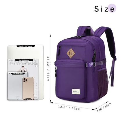 abshoo 32L Backpack for School College Bookbag Middle High School Backpacks Casual Daypack Travel Backpack (Purple) - color: Purple