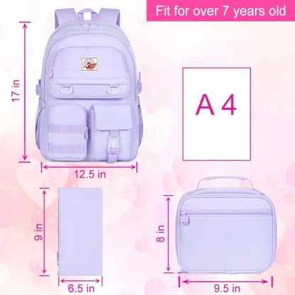 CCJPX Girls Backpack, 16 inch School Laptop Bag College Bookbag, Anti Theft Daypack for Teens Girls Students Women - color: Purple