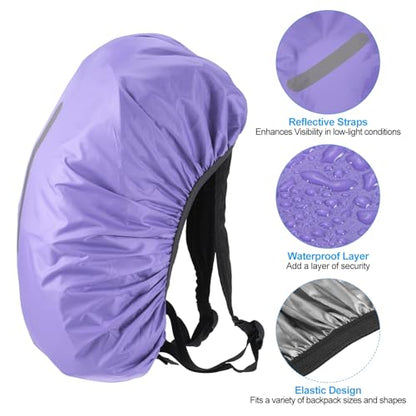 PATIKIL Waterproof Backpack Rain Cover, Non-Slip Backpack Cover with Vertical Reflective Strap Stay Dry for Hiking, Camping, Hunting - color: Purple, size: Small