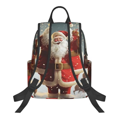 Travel Backpack for Women Men Christmas Santa Claus Daypack 15 inch Lightweight Computer Bag Casual Back Pack - color: Christmas Santa Claus
