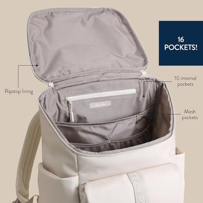 Itzy Ritzy Belong Bucket Backpack – Lightweight Diaper Bag Backpack Featuring 16 Pockets, Bucket Top Opening, Stroller Straps & Changing Pad – Organized and Stylish Everyday Family Backpack (Cream) - color: Bone