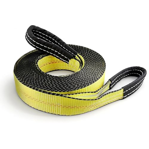 Heavy Duty Recovery Tow Strap, 2" x 20ft, 25,000 LBS Break Strength, Reinforced Loops,Winch Extension & Tree Saver Strap for Trucks, SUVs, Jeeps, ATVs and Off-Road Vehicle Emergency Recovery