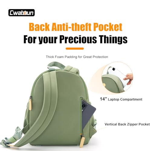 Cwatcun Midi Camera Backpack for Women, Compact DSLR Bag with Tripod Strap - color: Green, size: 1.0 Medium