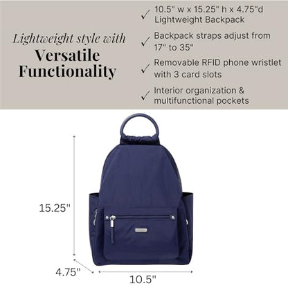 Baggallini Womens With Rfid Phone Wristlet All Day Backpack, Navy, One Size US - color: Navy