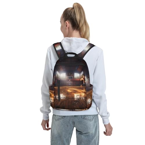 Basketball court Travel Backpack for Men & Women 14 inch Laptop Backpack Waterproof Work Back Pack - color: Basketball Court