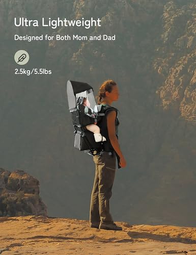besrey Baby Backpack Carrier, Toddler Hiking Backpack with Safety 3-Height Seat, Adjustable Straps&Waist Belt, Foldable Frame Lightweight Large Capacity Child Carrier for Hiking (Black) - color: Black