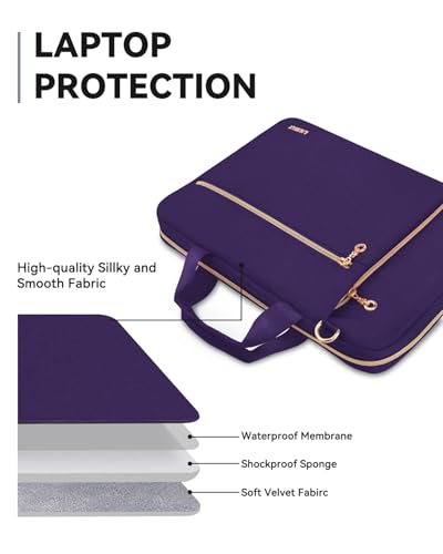 Laptop Case Bag Women Men Computer Sleeve Compatible with MacBook/Dell/HP/Acer/ASUS/LG, Waterproof Shoulder Carrying Briefcase, Violet, 14-14.5 Inch - color: Violet, size: 14 inch