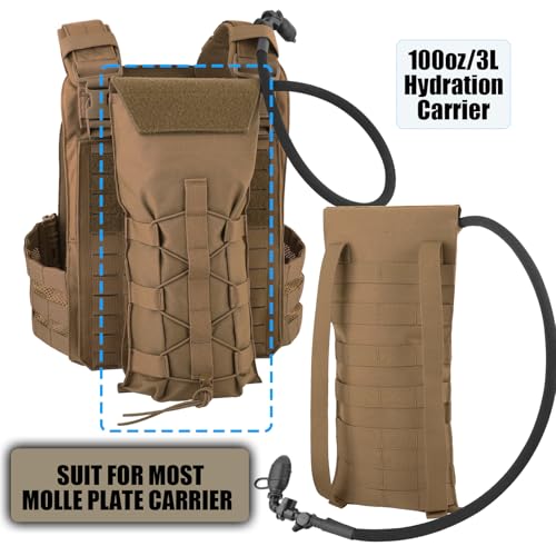 PETAC GEAR 1.5L / 3L Tactical Hydration Pack，Molle Carrier Pouch for 50 oz /100 oz Hydration Bladder Daypack Water Backpack. - color: CB, size: 3L bag only