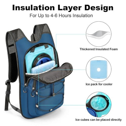 MIYCOO Hydration Backpack - Lightweight Hiking Water Backpack with 2L Water Bladder, Running Hydration Vest Backpack for Men Women, Hydration Pack for Hiking, Cycling, Climbing - color: Blue