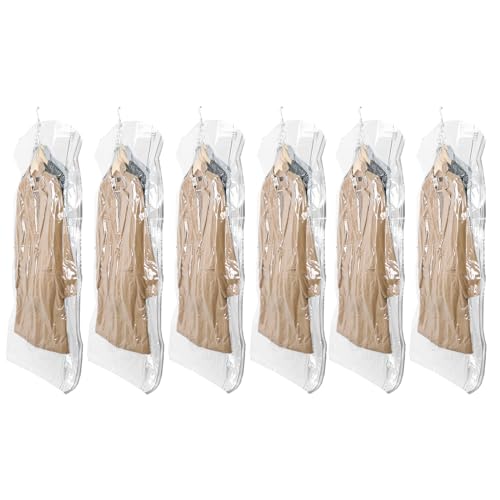 TAILI Hanging Vacuum Sealer Storage Space Saver Bags for Clothing,Travel, Suits and Jackets, Closet Organizers, 6 Pack Jumbo Clear - color: Clear, size: 6 Jumbo