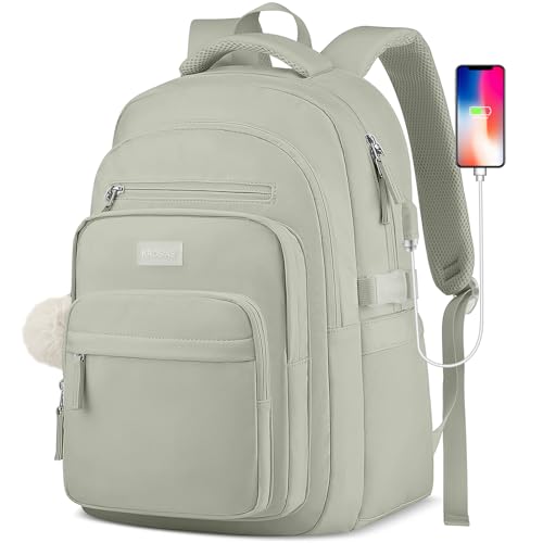 KROSIAS Laptop Backpack for College Teen Girls - Cute Bookbag for Middle High School Student Aesthetic Casual Daypack 15.6 Inch Laptop Bag Travel Back Pack for Women Green - color: 4-green, size: 15.6 Inch