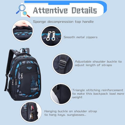 Bansusu Boys Backpack for Kids School Bag, Primary Middle School Backpack for Boys Bookbags - color: Style B - Grey