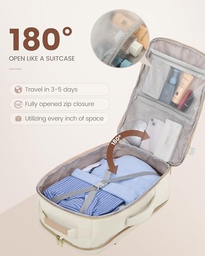 LOVEVOOK 50L Travel Backpack Flight Approved Carry on Backpack,3 Packing Cubes,Waterproof Personal Item Travel Bag,TSA Carry on Luggage Suitcase Travel Essentials,Gifts for Women & Men,fits 18" Laptop - color: Beige-flesh Beige, size: X-Large-50L-4Pcs