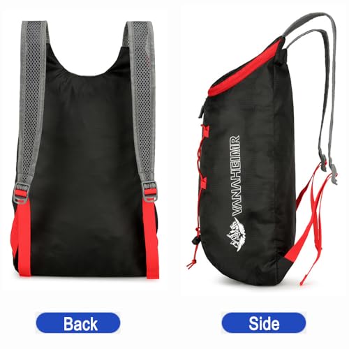 Lightweight and Thin Foldable Backpack, Climbing Bag, Hiking Daypack,15L Waterproof Travel Packable Rucksack (Black) - color: Black