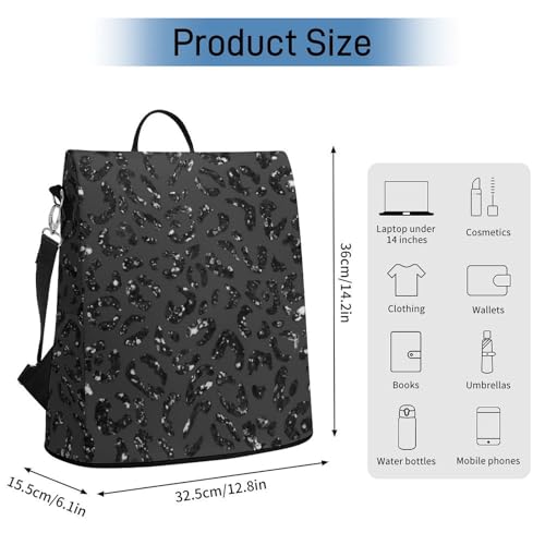 Anti-Theft Daypacks Bling Leopard Print Black Backpack Purse for Women Fashion Bag Travel Pack Basic Casual Bags - color: Bling Leopard Print Black, size: No Custom