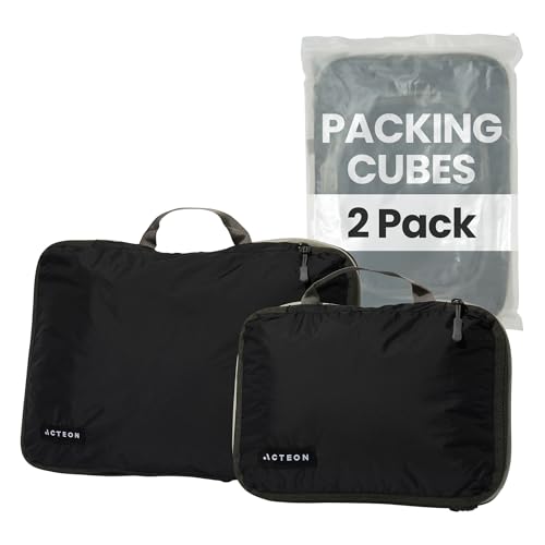 Acteon Compression Packing Cubes - 2 Pack Clean Dirty Separate Zipper - Lightweight Travel Packing Cubes for Luggage - Suitcase Organizer Travel Cubes - Large Small Laundry for Clothes Shoes Makeup - color: Abyss