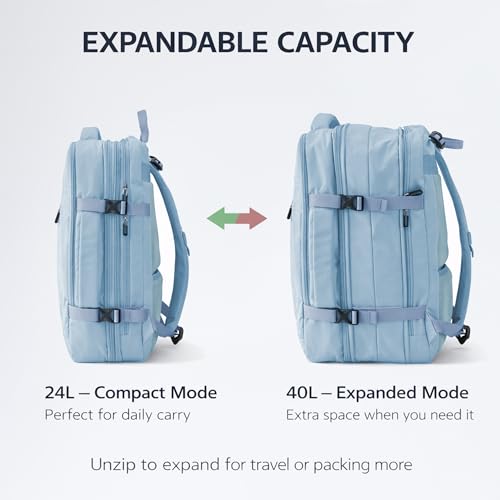 Travel Backpack, Expandable Large Capacity Business Work, Water Repellent Carry On Daypack with USB Charging Port, Fit 17 Inch Laptop, Bag for Men and Women, Sky Blue - color: Sky Blue