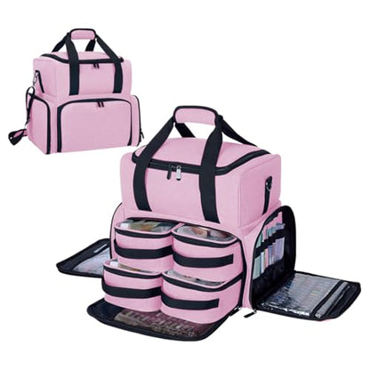 Large Cosmetic Bag with 4 Removable Case and 2 Removable Dividers Double Layer Travel Storage Organizer, Makeup Brushes Storage Section Pink - color: Pink 22