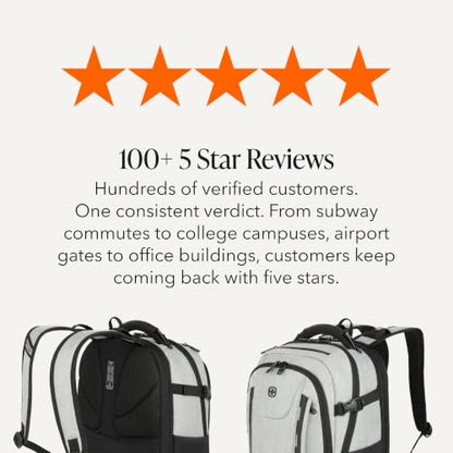 SwissGear Travel Tech Pro Laptop Backpack – Fits Laptops up to 16” – ScanSmart TSA-Friendly Backpack with Multiple Organizer Pockets – Grey Heather - color: Gray Heather, style: Travel Tech Pro
