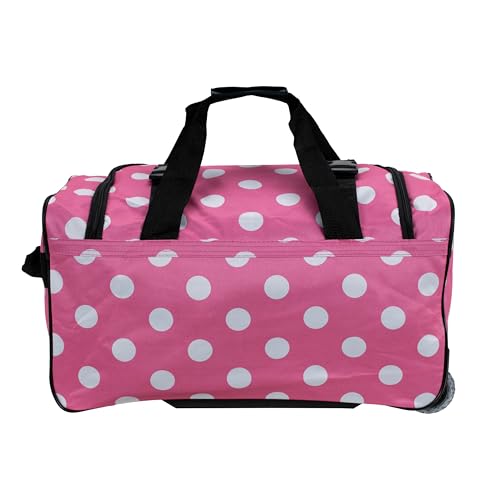 Rockland Rolling Duffel Bag, Black, 22" - color: Pink Dot, size: 22"