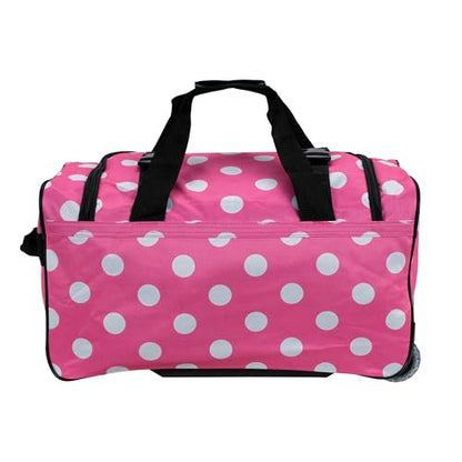 Rockland Rolling Duffel Bag, Black, 22" - color: Pink Dot, size: 22"
