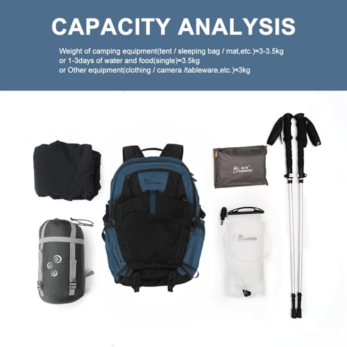 MOUNTAINTOP 30L Hiking Backpack,Men Women Camping Backpack,Lightweight Trekking Travel Backpacks for Climbing Skiing Cycling - color: Black&blue-30l, size: 30L