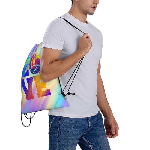 Love Volleyball Unisex Drawstring Backpack Bag Sport Gym Travel Swim Sackpack - color: Love Volleyball4