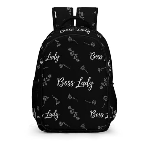 Business Laptop Backpack Rose Boss Lady White Black, Waterproof Travel Anti Theft Computer Bag with Water Bottle Pockets Gifts for Men Women - color: Pattern (341)