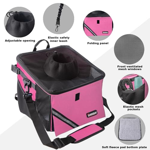 Pet Carrier Bicycle Basket Bag Pet Carrier/Booster Backpack for Dogs and Cats with Big Side Pockets,Comfy & Padded Shoulder Strap,Travel with Your Pet Safety（Pink Carnation） - color: Pink Carnation