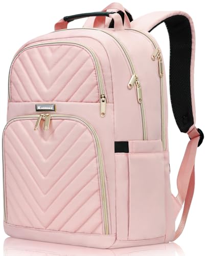 Backpack for Women, School Backpacks for Teen Girls, Stylish Cute Laptop Backpack, Teacher Student College Bookbags, Pink - color: Pink, size: 15.6 Inch