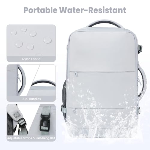BAGAIL Travel Laptop Backpack, Carry on with USB Port, Luggage Bag for Holiday-Light Grey - color: Light Grey