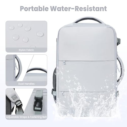 BAGAIL Travel Laptop Backpack, Carry on with USB Port, Luggage Bag for Holiday-Light Grey - color: Light Grey