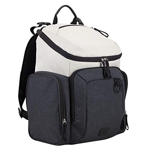BODHI Baby Tech Top Loader Diaper Bag Backpack with removable changing pad, Unisex, for Moms and Dads - Oatmeal/Black Combo Chambray - color: Oatmeal Black Combo Chambray