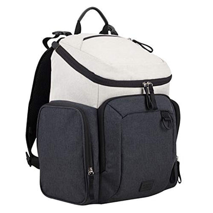 BODHI Baby Tech Top Loader Diaper Bag Backpack with removable changing pad, Unisex, for Moms and Dads - Oatmeal/Black Combo Chambray - color: Oatmeal Black Combo Chambray