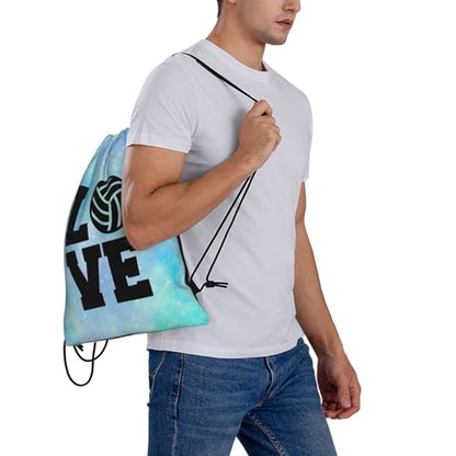 Love Volleyball Unisex Drawstring Backpack Bag Sport Gym Travel Swim Sackpack - color: Love Volleyball2
