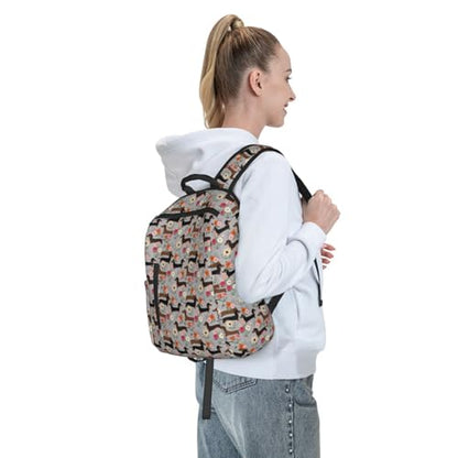 Lightweight Daypack Dachshund Dog Floral, Stands Upright, Padded Laptop Sleeve, for Commuters & Travel - color: Picture (826)