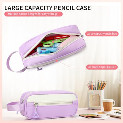 CYOQX 3PCS School Backpack for Girls with Lunch Box Teen Girl Backpack Set Elementary Middle High School Bag Cute Bookbags (Purple 3pcs) - color: Purple 3pcs