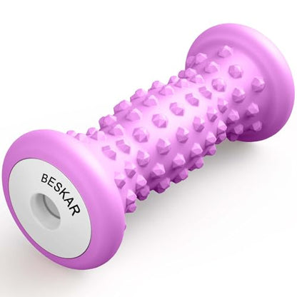 BESKAR Foot Massager Roller for Plantar Fasciitis Relief, Portable Feet Roller to Deep Tissue Muscle Massage, Foot Arch and Heel Pain, Reflexology Tool - color: Purple